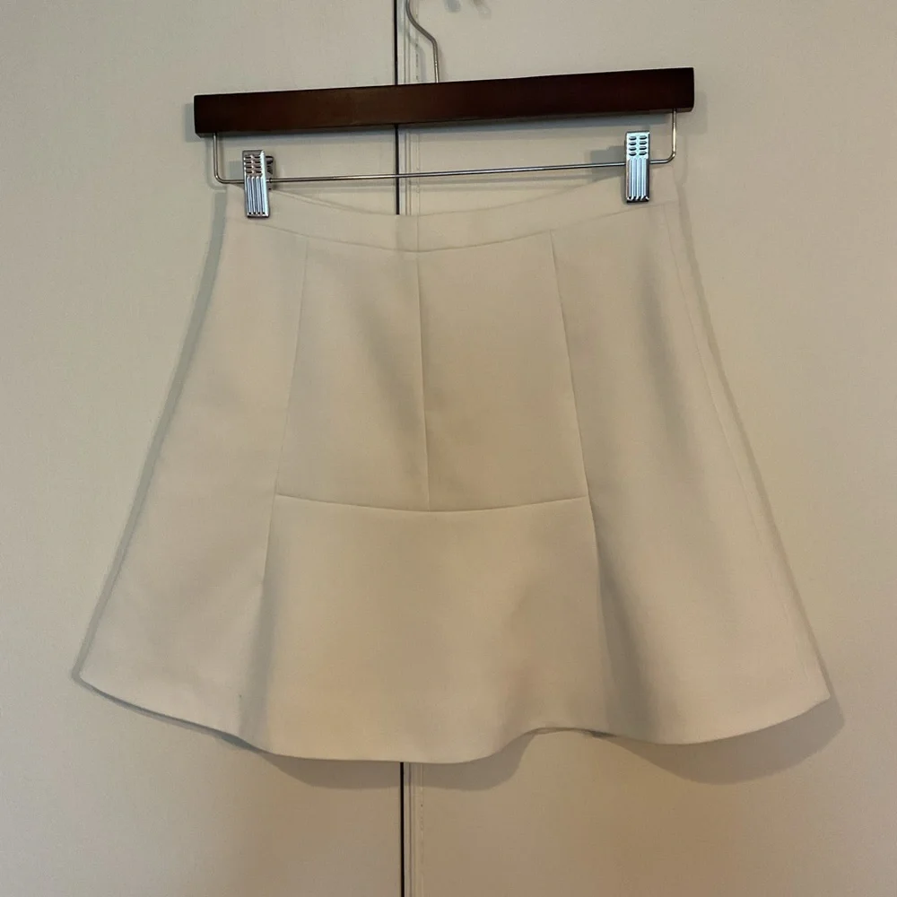 J. Crew Fit & Flared Cream Coquette 100% Linen Minimal Fully Lined Mini Skirt 00
